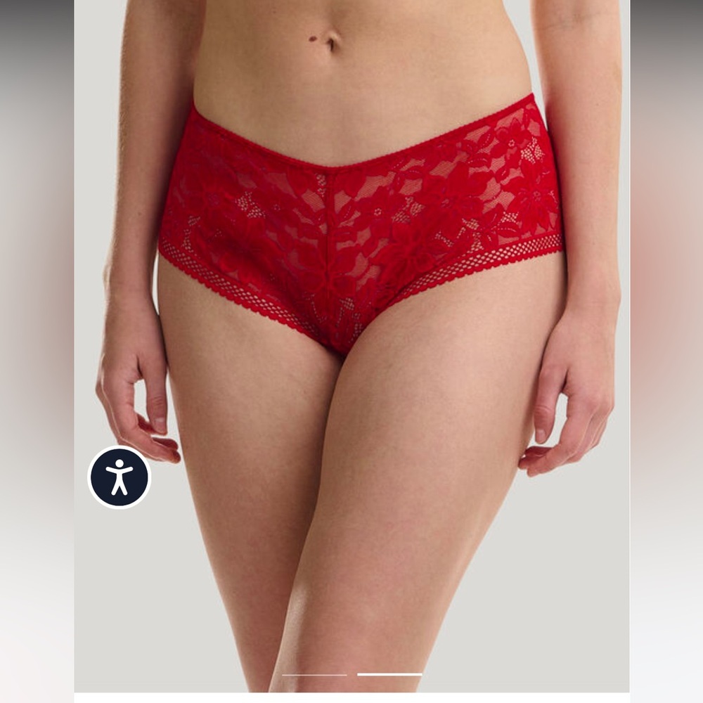 Wolford LACE PANTY boy shorts . Red .sz L